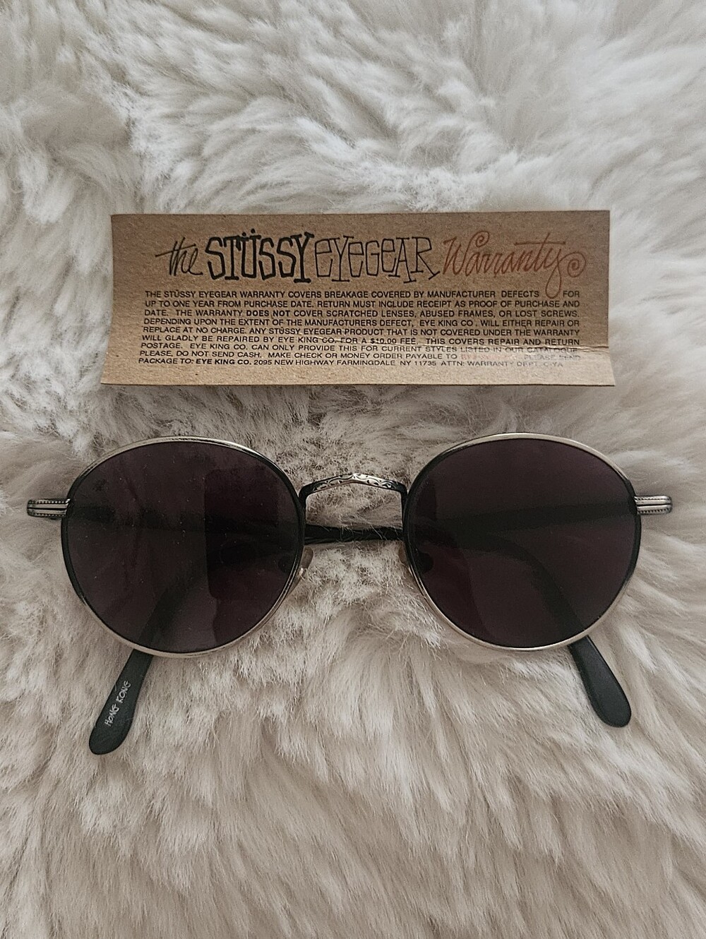 Vintage 90s Stüssy Arthur Sunglasses Round Wire Frame Eyewear w/ Paper Warranty